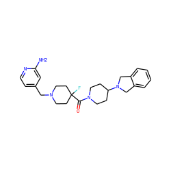 Nc1cc(CN2CCC(F)(C(=O)N3CCC(N4Cc5ccccc5C4)CC3)CC2)ccn1 ZINC000068200741