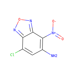 Nc1cc(Cl)c2nonc2c1[N+](=O)[O-] ZINC000003882515