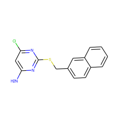 Nc1cc(Cl)nc(SCc2ccc3ccccc3c2)n1 ZINC000006584503