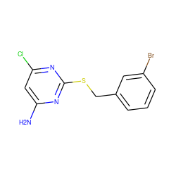 Nc1cc(Cl)nc(SCc2cccc(Br)c2)n1 ZINC000000020095