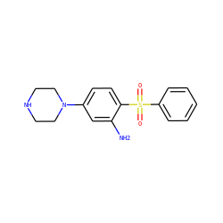 Nc1cc(N2CCNCC2)ccc1S(=O)(=O)c1ccccc1 ZINC000034041565