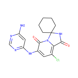 Nc1cc(Nc2cc(Cl)c3n(c2=O)C2(CCCCC2)NC3=O)ncn1 ZINC001772638644