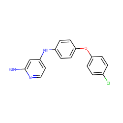Nc1cc(Nc2ccc(Oc3ccc(Cl)cc3)cc2)ccn1 ZINC000084597219
