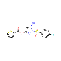 Nc1cc(OC(=O)c2cccs2)nn1S(=O)(=O)c1ccc(F)cc1 ZINC000004078718