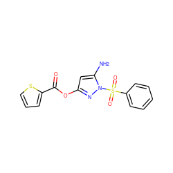 Nc1cc(OC(=O)c2cccs2)nn1S(=O)(=O)c1ccccc1 ZINC000004076024