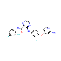 Nc1cc(Oc2ccc(Nc3nccnc3C(=O)Nc3ccc(F)cc3F)cc2F)ccn1 ZINC000049784424