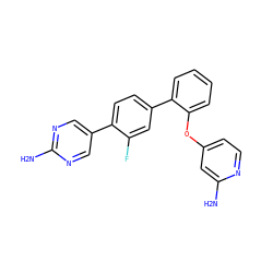 Nc1cc(Oc2ccccc2-c2ccc(-c3cnc(N)nc3)c(F)c2)ccn1 ZINC000224746398