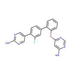Nc1cc(Oc2ccccc2-c2ccc(-c3cnc(N)nc3)c(F)c2)ncn1 ZINC000224837104