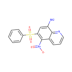 Nc1cc(S(=O)(=O)c2ccccc2)c([N+](=O)[O-])c2cccnc12 ZINC000029480657