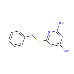 Nc1cc(SCc2ccccc2)nc(N)n1 ZINC000001670209