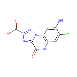 Nc1cc2c(cc1Cl)[nH]c(=O)c1nc(C(=O)O)nn12 ZINC000013864094