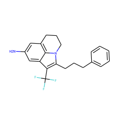 Nc1cc2c3c(c1)c(C(F)(F)F)c(CCCc1ccccc1)n3CCC2 ZINC000103256064