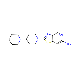 Nc1cc2sc(N3CCC(N4CCCCC4)CC3)nc2cn1 ZINC000045291619