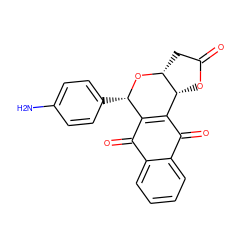 Nc1ccc([C@@H]2O[C@@H]3CC(=O)O[C@@H]3C3=C2C(=O)c2ccccc2C3=O)cc1 ZINC000040915602
