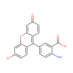 Nc1ccc(-c2c3ccc(=O)cc-3oc3cc(O)ccc23)cc1C(=O)O ZINC000003881301