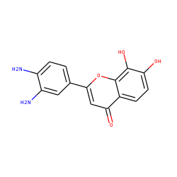 Nc1ccc(-c2cc(=O)c3ccc(O)c(O)c3o2)cc1N ZINC000013586391