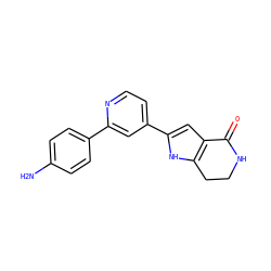 Nc1ccc(-c2cc(-c3cc4c([nH]3)CCNC4=O)ccn2)cc1 ZINC000028645494