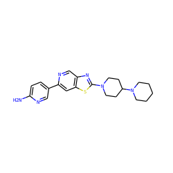 Nc1ccc(-c2cc3sc(N4CCC(N5CCCCC5)CC4)nc3cn2)cn1 ZINC000045290361