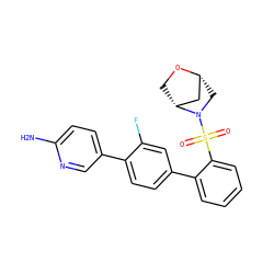 Nc1ccc(-c2ccc(-c3ccccc3S(=O)(=O)N3C[C@@H]4C[C@H]3CO4)cc2F)cn1 ZINC000224802497