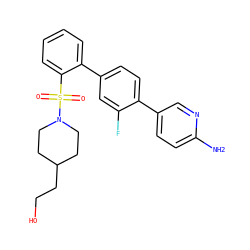 Nc1ccc(-c2ccc(-c3ccccc3S(=O)(=O)N3CCC(CCO)CC3)cc2F)cn1 ZINC000224748516