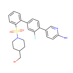 Nc1ccc(-c2ccc(-c3ccccc3S(=O)(=O)N3CCC(CO)CC3)cc2F)cn1 ZINC000224738006