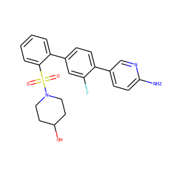 Nc1ccc(-c2ccc(-c3ccccc3S(=O)(=O)N3CCC(O)CC3)cc2F)cn1 ZINC000224772799