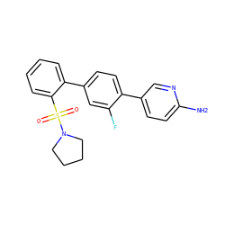 Nc1ccc(-c2ccc(-c3ccccc3S(=O)(=O)N3CCCC3)cc2F)cn1 ZINC000224701860