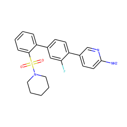 Nc1ccc(-c2ccc(-c3ccccc3S(=O)(=O)N3CCCCC3)cc2F)cn1 ZINC000224729176