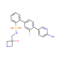Nc1ccc(-c2ccc(-c3ccccc3S(=O)(=O)NCC3(O)CNC3)cc2F)cn1 ZINC000224759152