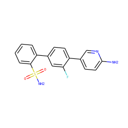 Nc1ccc(-c2ccc(-c3ccccc3S(N)(=O)=O)cc2F)cn1 ZINC000224759221