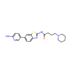 Nc1ccc(-c2ccc3nc(NC(=O)CCCN4CCCCC4)sc3c2)cn1 ZINC000096283496