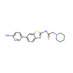 Nc1ccc(-c2ccc3nc(NC(=O)CN4CCCCC4)sc3c2)cn1 ZINC000096283497