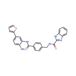 Nc1ccc(-c2ccco2)cc1NC(=O)c1ccc(CNC(=O)c2nc3ccccc3[nH]2)cc1 ZINC000148700218