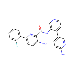 Nc1ccc(-c2ccncc2NC(=O)c2nc(-c3ccccc3F)ccc2N)cn1 ZINC000147325576
