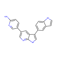 Nc1ccc(-c2cnc3[nH]cc(-c4ccc5[nH]ccc5c4)c3c2)cn1 ZINC000096285236