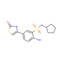 Nc1ccc(-c2csc(=O)[nH]2)cc1S(=O)(=O)NC1CCCC1 ZINC000299861486