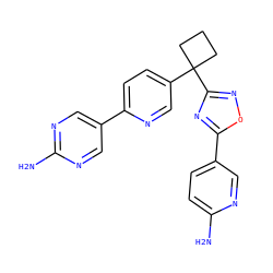 Nc1ccc(-c2nc(C3(c4ccc(-c5cnc(N)nc5)nc4)CCC3)no2)cn1 ZINC000096175516