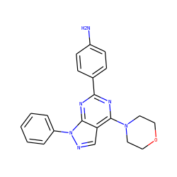 Nc1ccc(-c2nc(N3CCOCC3)c3cnn(-c4ccccc4)c3n2)cc1 ZINC000049087987