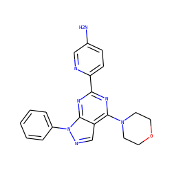 Nc1ccc(-c2nc(N3CCOCC3)c3cnn(-c4ccccc4)c3n2)nc1 ZINC000049088059