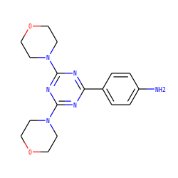 Nc1ccc(-c2nc(N3CCOCC3)nc(N3CCOCC3)n2)cc1 ZINC000068203484