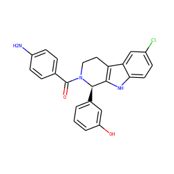 Nc1ccc(C(=O)N2CCc3c([nH]c4ccc(Cl)cc34)[C@H]2c2cccc(O)c2)cc1 ZINC000049808052