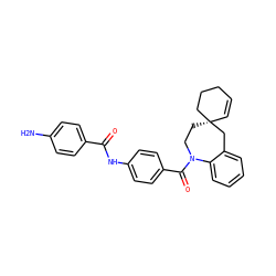 Nc1ccc(C(=O)Nc2ccc(C(=O)N3CC[C@]4(C=CCCC4)Cc4ccccc43)cc2)cc1 ZINC000026748830