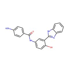 Nc1ccc(C(=O)Nc2ccc(O)c(-c3nc4ccccc4[nH]3)c2)cc1 ZINC000000911862