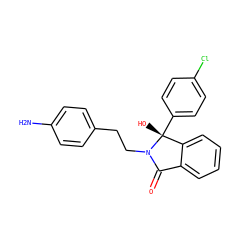 Nc1ccc(CCN2C(=O)c3ccccc3[C@@]2(O)c2ccc(Cl)cc2)cc1 ZINC000066124322