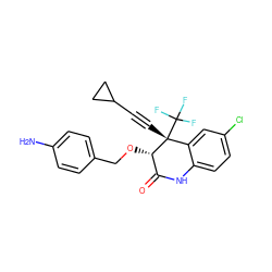 Nc1ccc(CO[C@H]2C(=O)Nc3ccc(Cl)cc3[C@@]2(C#CC2CC2)C(F)(F)F)cc1 ZINC000014944005
