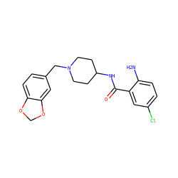 Nc1ccc(Cl)cc1C(=O)NC1CCN(Cc2ccc3c(c2)OCO3)CC1 ZINC000028524409
