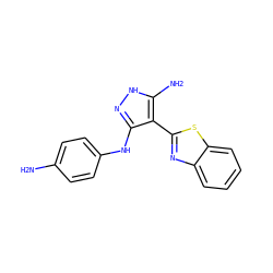 Nc1ccc(Nc2n[nH]c(N)c2-c2nc3ccccc3s2)cc1 ZINC000114401033