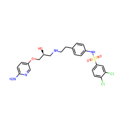 Nc1ccc(OC[C@@H](O)CNCCc2ccc(NS(=O)(=O)c3ccc(Cl)c(Cl)c3)cc2)cn1 ZINC000026250966