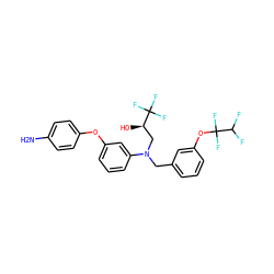 Nc1ccc(Oc2cccc(N(Cc3cccc(OC(F)(F)C(F)F)c3)C[C@@H](O)C(F)(F)F)c2)cc1 ZINC000013519937