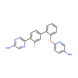 Nc1ccc(Oc2ccccc2-c2ccc(-c3cnc(N)cn3)c(F)c2)nc1 ZINC000224811018